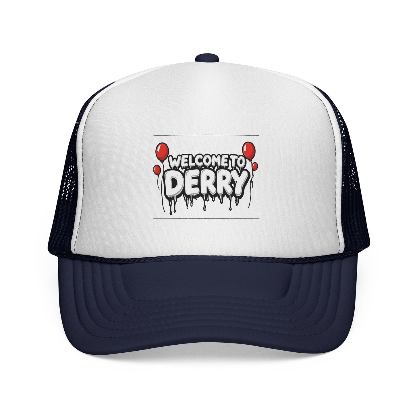Welcome to Derry Trucker Cap — Horror Balloon Graphic Mesh Hat