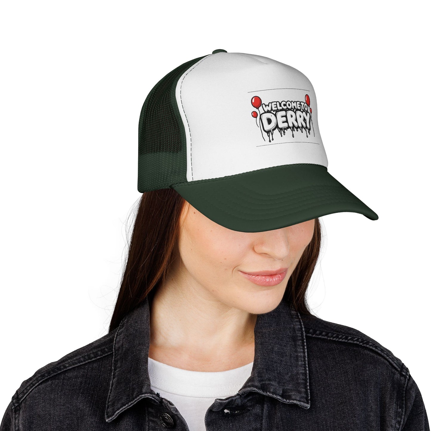 Welcome to Derry Trucker Cap — Horror Balloon Graphic Mesh Hat