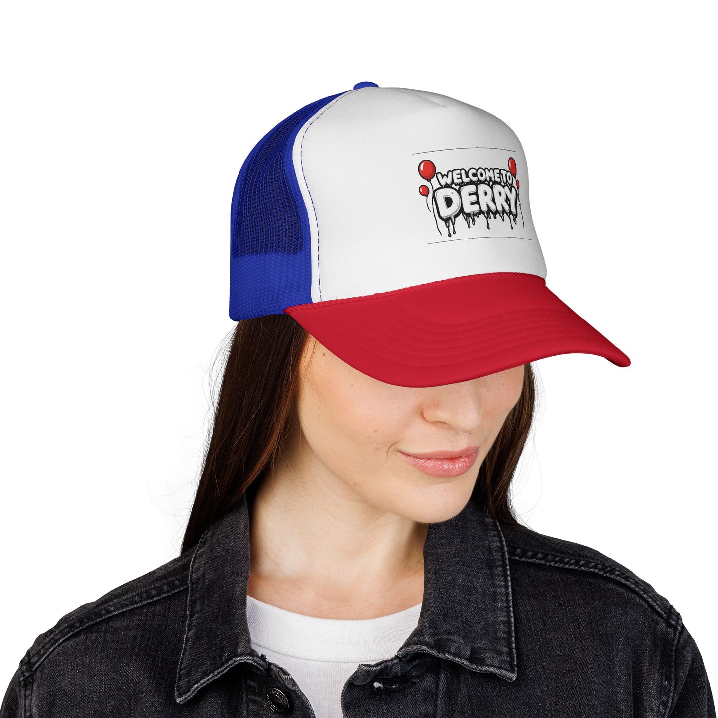 Welcome to Derry Trucker Cap — Horror Balloon Graphic Mesh Hat