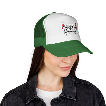 Welcome to Derry Trucker Cap — Horror Balloon Graphic Mesh Hat