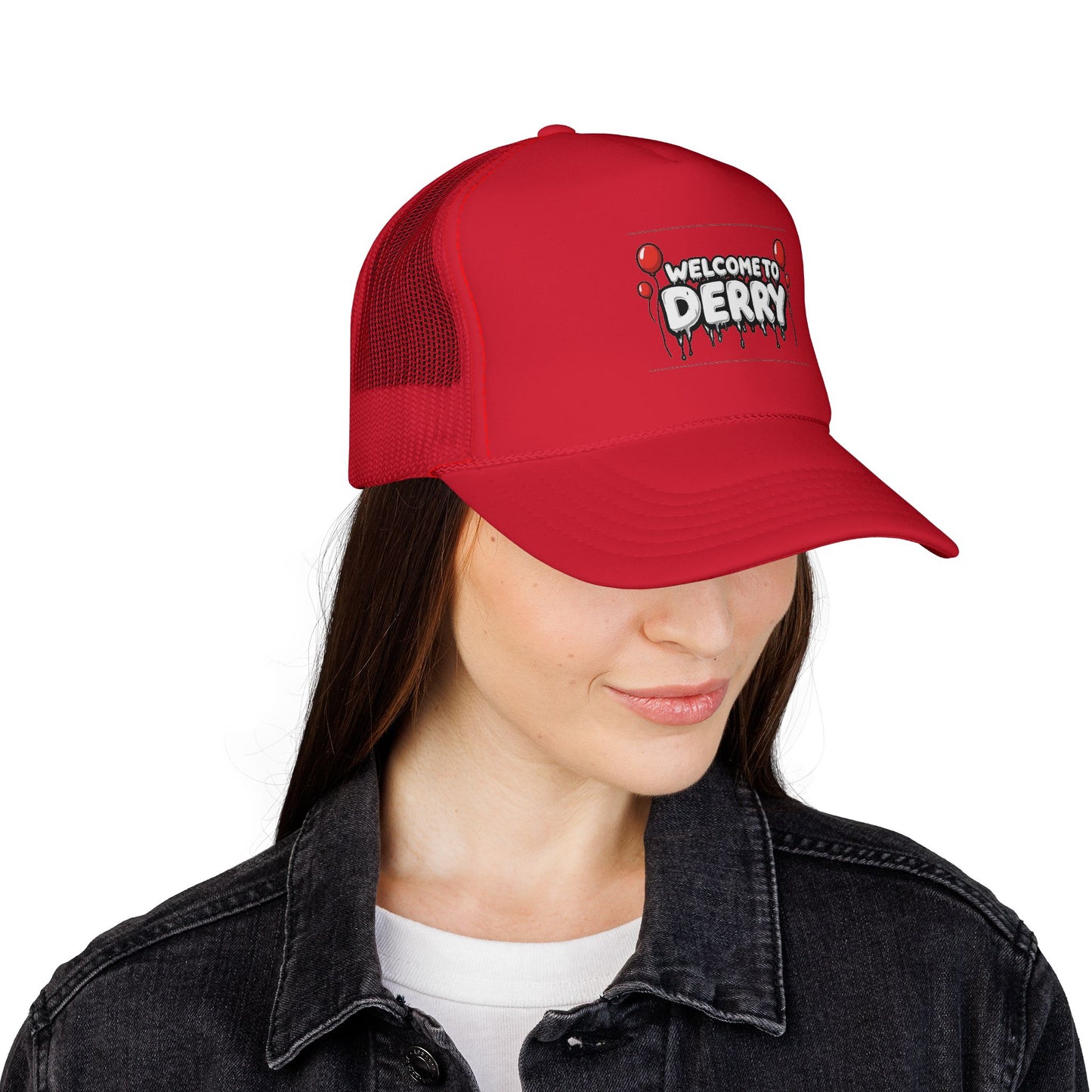 Welcome to Derry Trucker Cap — Horror Balloon Graphic Mesh Hat