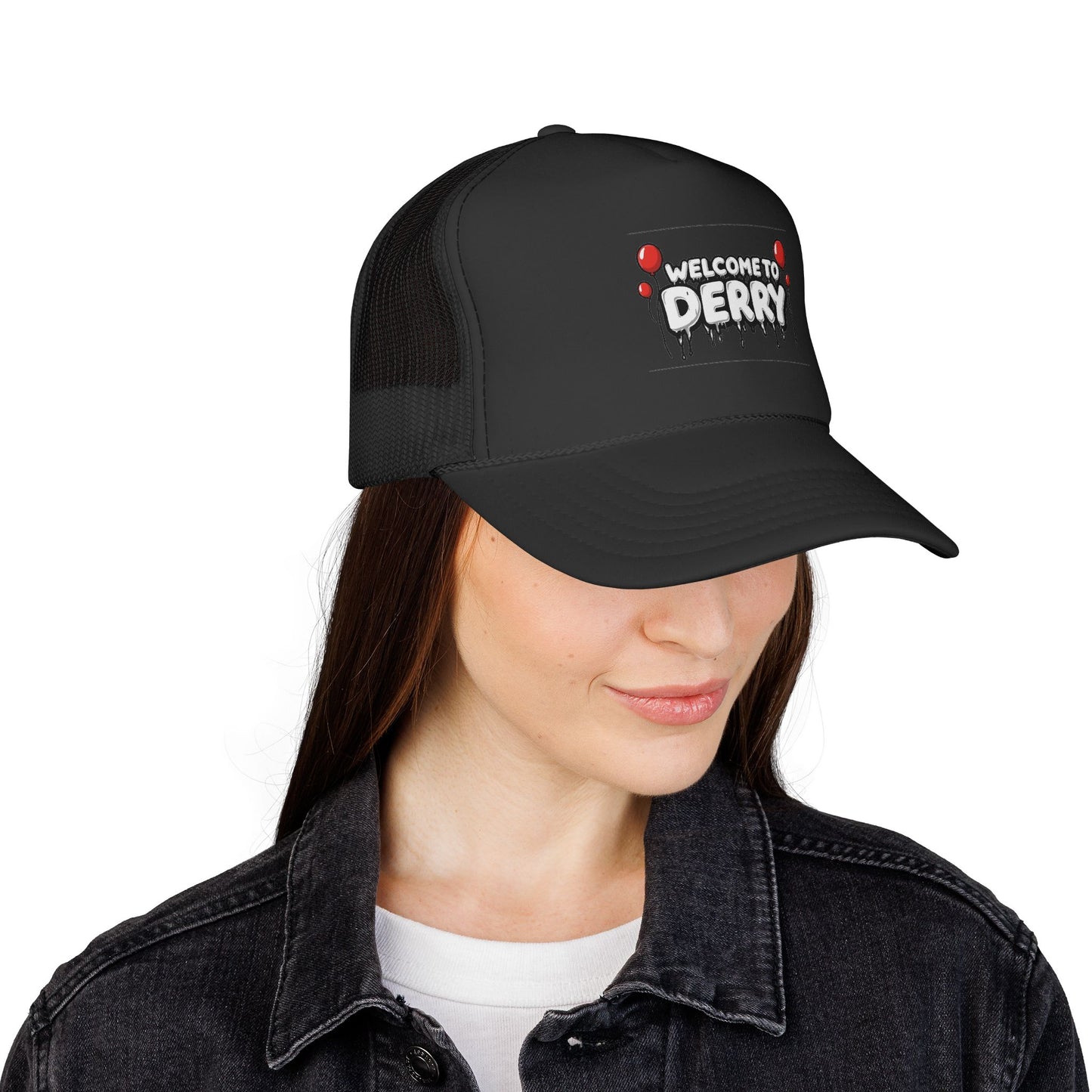 Welcome to Derry Trucker Cap — Horror Balloon Graphic Mesh Hat